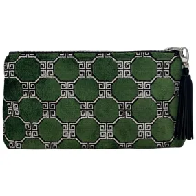 Emerald Geometric Velvet Clutch