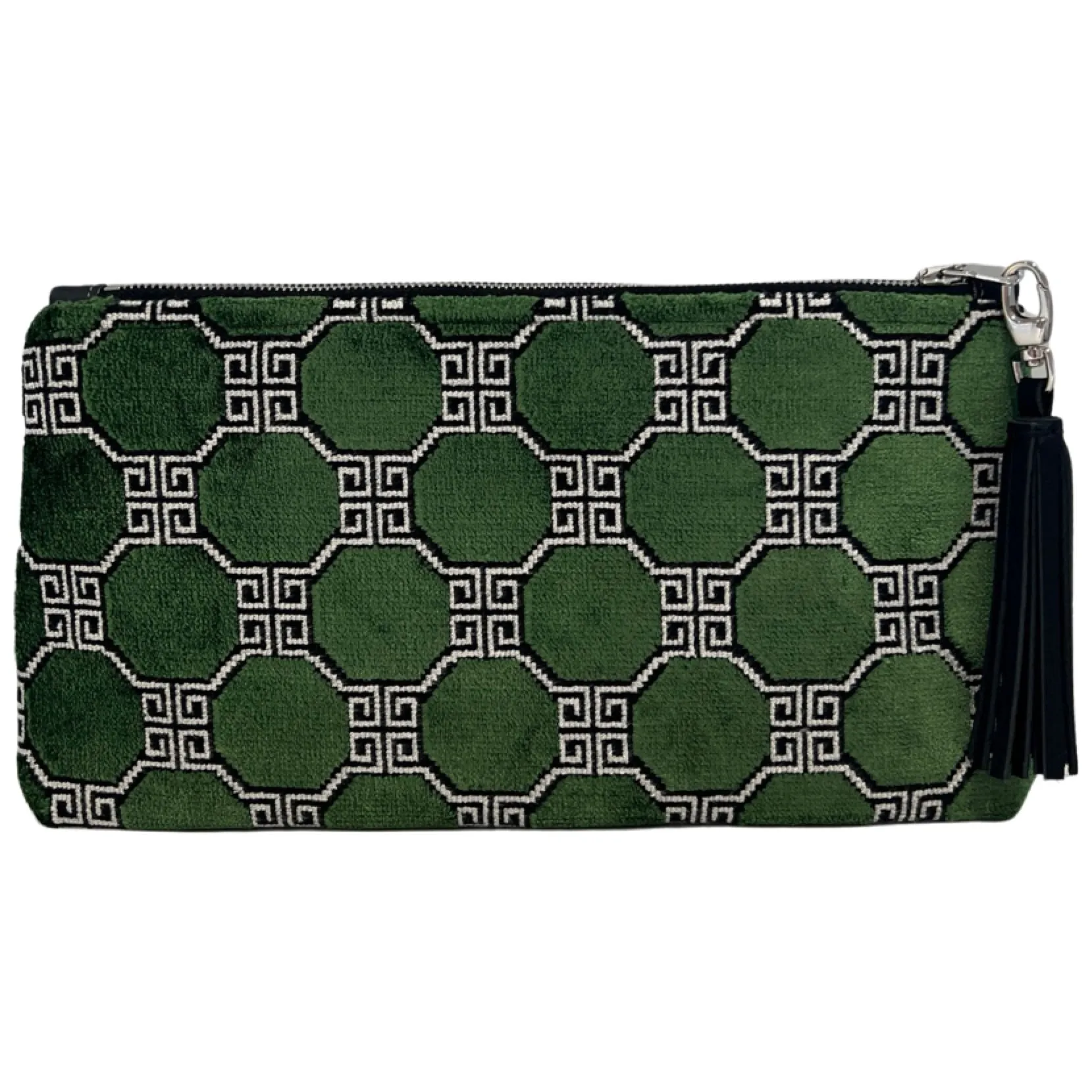 Emerald Geometric Velvet Clutch
