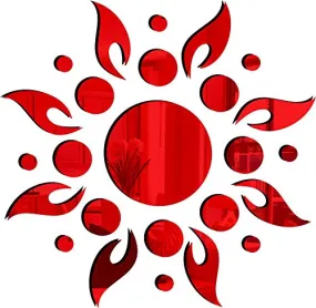 KC Decor Mirror Red Acrylic Sun Flower with Circles Design Wall Acrylic Sticker for Hoe Wall Decoration (Mirror Colorful)
