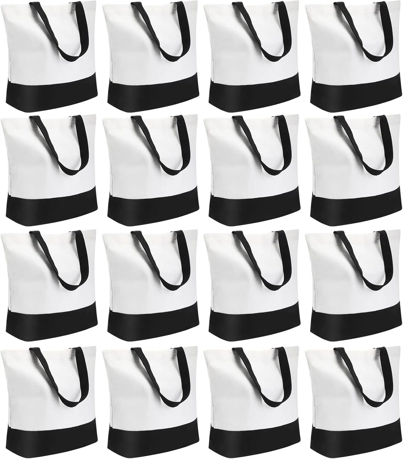 Reginary 16 Pack Canvas Tote Bags Set - Large Cotton Tote with Handle for Women's Kitchen & Grocery Use - DIY Gift