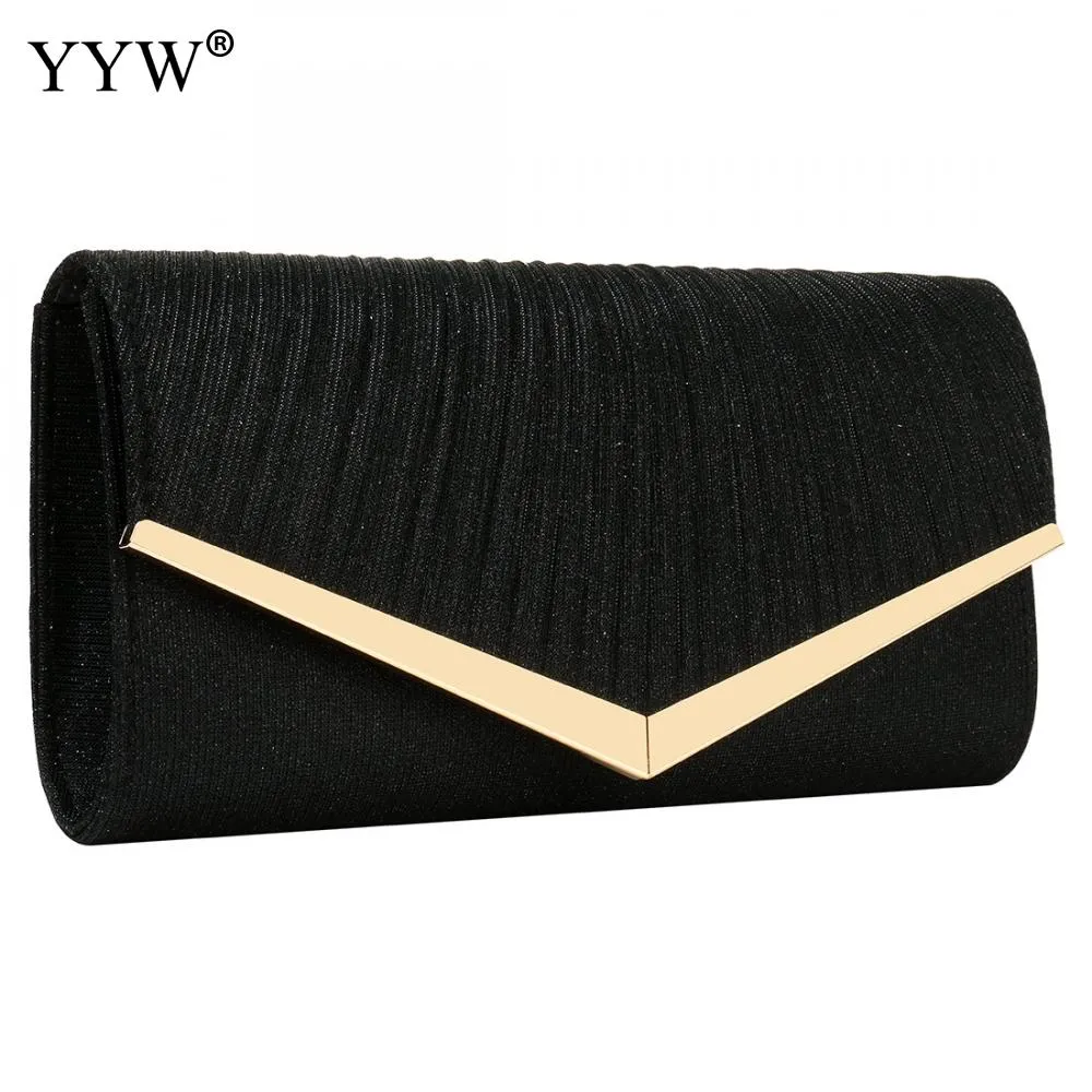 Sequined Envelope Gold Clutch Bags with Chain Wedding Party Clutches