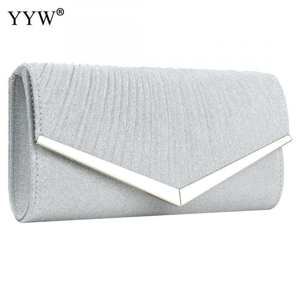 Sequined Envelope Gold Clutch Bags with Chain Wedding Party Clutches