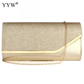 Sequined Envelope Gold Clutch Bags with Chain Wedding Party Clutches