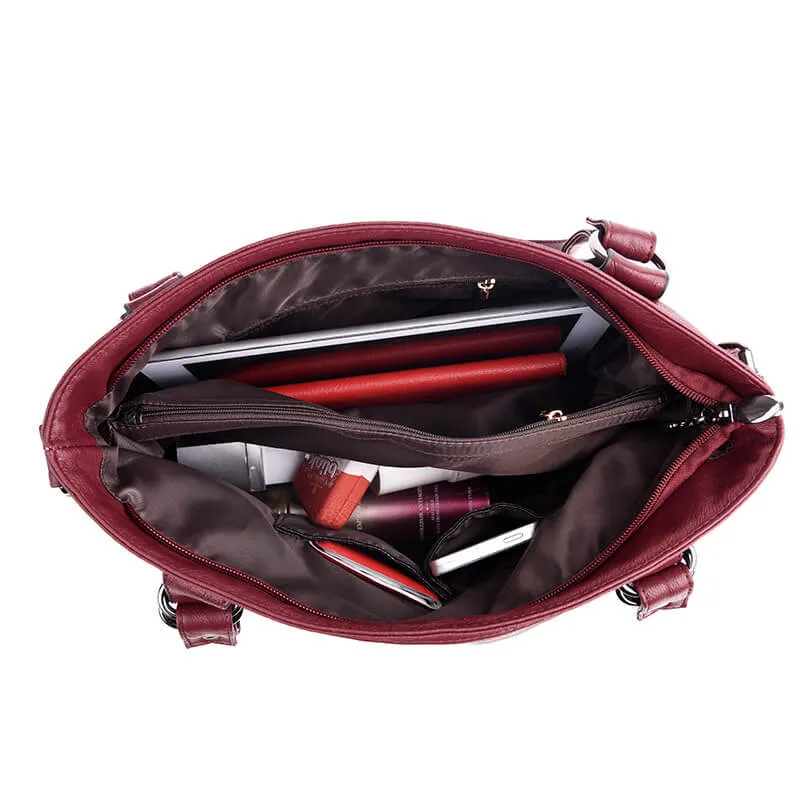 Women Solid Simple Shoulder Handbag