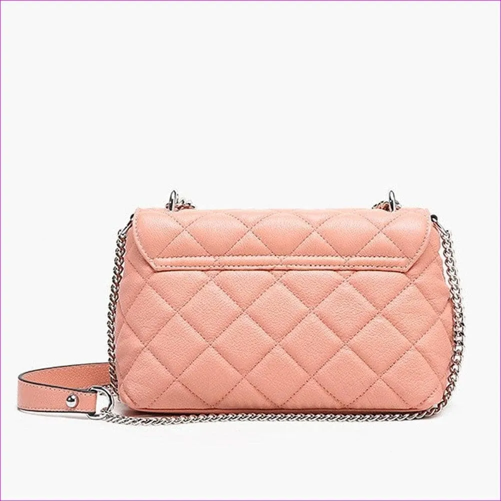 Women's Chain Nappa Leather Crossbody Bag Lattice Blue / Black / Blushing Pink