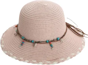 Women's Wide Brim Sun Hat Straw Beach Hat Summer Visor Cap for Outdoor